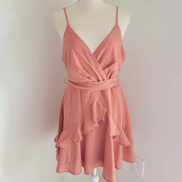 Peach Ruffled Mini Dress - Picture 8 of 8